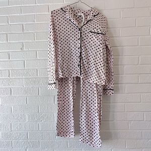 Kate Spade Pink and Black Polka Dot Pajama Set